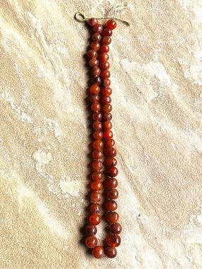 Vintage Red Carnelian Agate Bead Strand 20”
